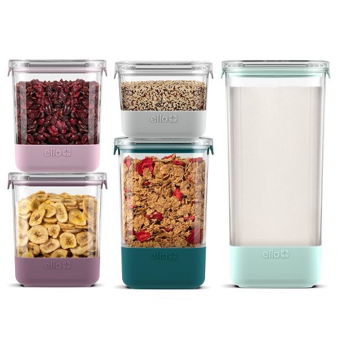 4pc Square Glass Cookie Jars with Airtight Lids + Marker & Labels, Canister  Sets for Kitchen Counter or Bathroom - Food Storage Containers with Lids