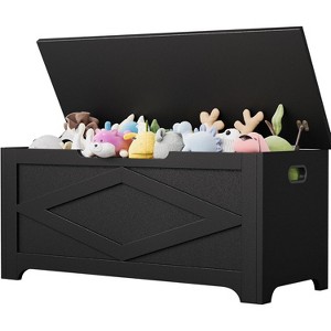 39.4" Storage Chest, Wooden Storage Bench with Safety Hinges, Easy Assembly, Large Toy Chest for Entryway, Living Room, Bedroom - 1 of 4