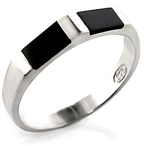 Slickblue Polished Sterling Silver Ring with Semi-Precious Jet Onyx, Stylish Square Design, Women's Jewelry, Size 5-9 - 1 of 3