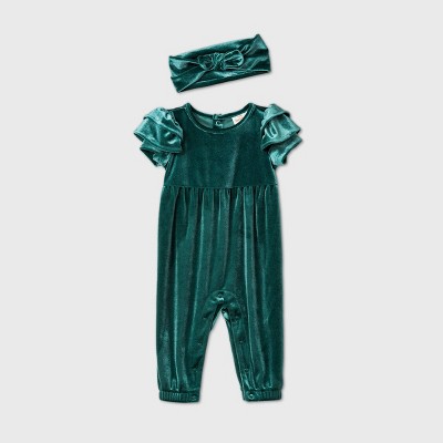 target green velvet dress