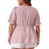 Agnes Orinda Women's Plus Size Floral Babydoll Peplum Waist Short Sleeve Blouses - 4 of 4