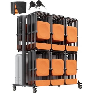 VEVOR Folding Chair Rack, 800 LBS Capacity, Heavy-duty Chair Cart for 84 Chairs/ 12 Tables+42 Chairs, Dual-layer Chair Storage Dolly, Matte Black - 1 of 4