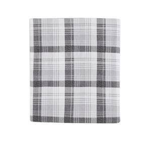 Queen Gray Plaid Cotton Flannel Sheet Set