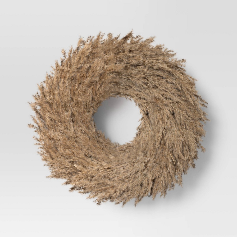 Pampas Preserved Dried Wreath Brown - Threshold™