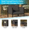 Emma and Oliver Indoor Outdoor Patio Lounge Chair, Steel Framed Club Chair with Cushions and 2 Storage Pockets - 3 of 4