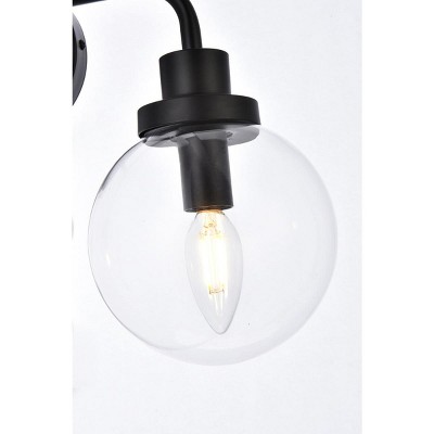 Hanson Dimmable 3-Light Black Metal Bath Sconce with Clear Glass Shade