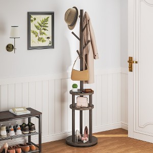 VECELO Coat Rack Freestanding, Solid Wood Entryway Hanger Stand, Hall Tree with Hooks, Floor Standing Tree Stand - 1 of 4