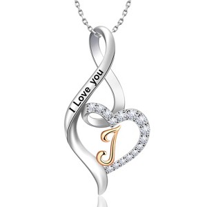 Molenia Heart Initial Necklace for Women, 925 Sterling Silver Heart Letter Pendant Necklace for Her, Fine Jewelry Necklace Gifts for Her Wife Women - 1 of 4