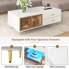 Modern Coffee Table with Storage, 47" Rectangle Accent Center Table, Wooden TV Stand with Drawers and Glass Doors for Living Room Bedroom Office - 3 of 4