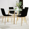 5-Piece Dining Set with Round Glass Table and 4 Velvet Armless Chairs - 4 of 4