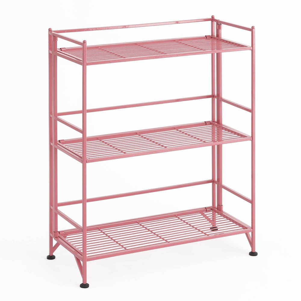 Photos - Garden & Outdoor Decoration Breighton Home Xtra Storage 3 Tier Wide Folding Metal Shelf in Pink