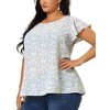 Agnes Orinda Women's Plus Size Floral Ruffle Short Sleeve Chiffon Round Neck Casual Summer Blouses - 2 of 4