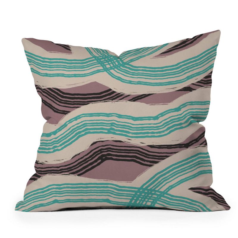 Little Dean Stripe Outdoor Throw Pillow Muted Pink/Green/Purple - Deny Designs, 1 of 5