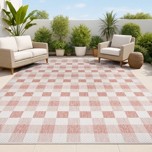 Darcy Traditional Geometric Bold Gingham Indoor/Outdoor Area Rug - JONATHAN Y - 1 of 4
