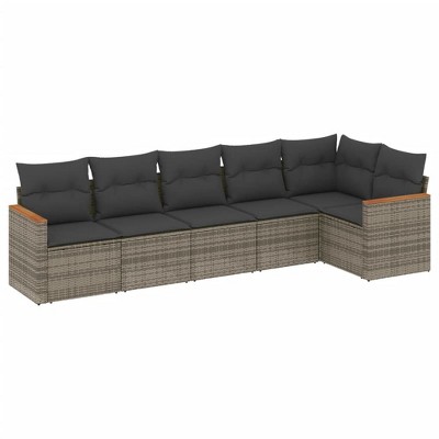 vidaXL 6 Piece Patio Sofa Set with Cushions - Gray Without Table