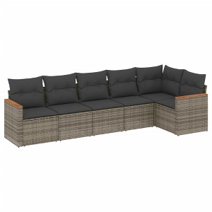 vidaXL 6 Piece Patio Sofa Set with Cushions - Gray Without Table - 1 of 4