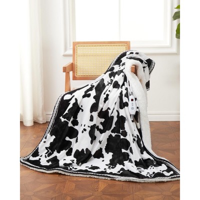 Heated Blanket Electric Throw, Cow Print Electric Blanket Heating with LCD Controller, 6 Heat Settings & 4H Auto Shut-Off, Soft Flannel Heat Blankets