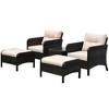 Resenkos 5 Pieces Rattan Wicker Lounge Chair Outdoor Patio Conversation Set, Outdoor Sectional Furniture, PE Rattan, Beige - 2 of 4