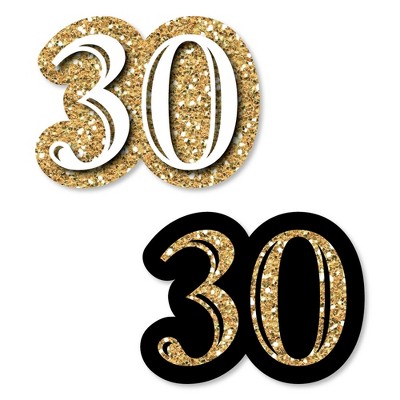 Big Dot of Happiness Adult 30th Birthday - Gold - DIY Shaped Birthday Party Cut-Outs - 24 Count