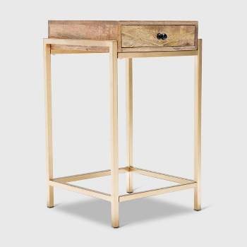 Sidney Modern Living Room Accent Table Beige/Gold - Adore Decor