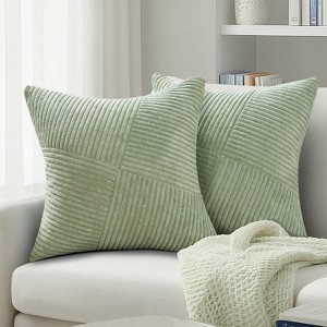 Set of 2 Decorative Corduroy Throw Pillow Covers for Couch Bed Sofa, Boho Aesthetic Home Decor - 1 of 4
