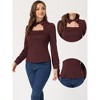 Allegra K Women's Choker Neck Houndstooth Print Long Sleeve Gothic Cutout Top - 2 of 4