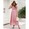 Coolmee Women's Summer Maternity Midi Dress Casual Puff Short Sleeve Square Neck Smocked Tiered Ruffle Sundresses - 3 of 4