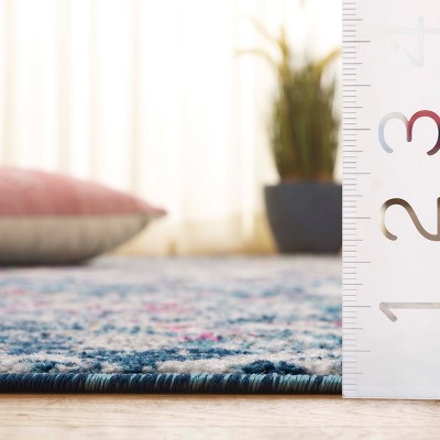 Boho Chic Glam Paisley Bluegrey Square Synthetic Area Rug