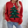 Clearlove Women's Ugly Christmas Sweater - Christmas Tree Print Relaxed Crew Neck Knit Pullover for Seasonal Celebrations - 3 of 4