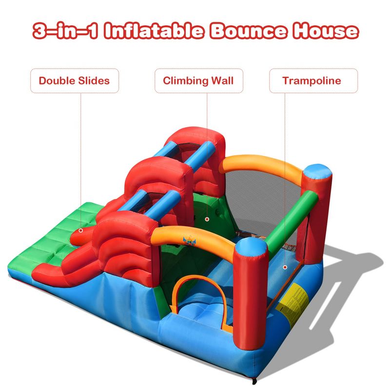 Costway Inflatable Double Slide Bounce House Bouncy Castle w/ 480W Blower, 4 of 11