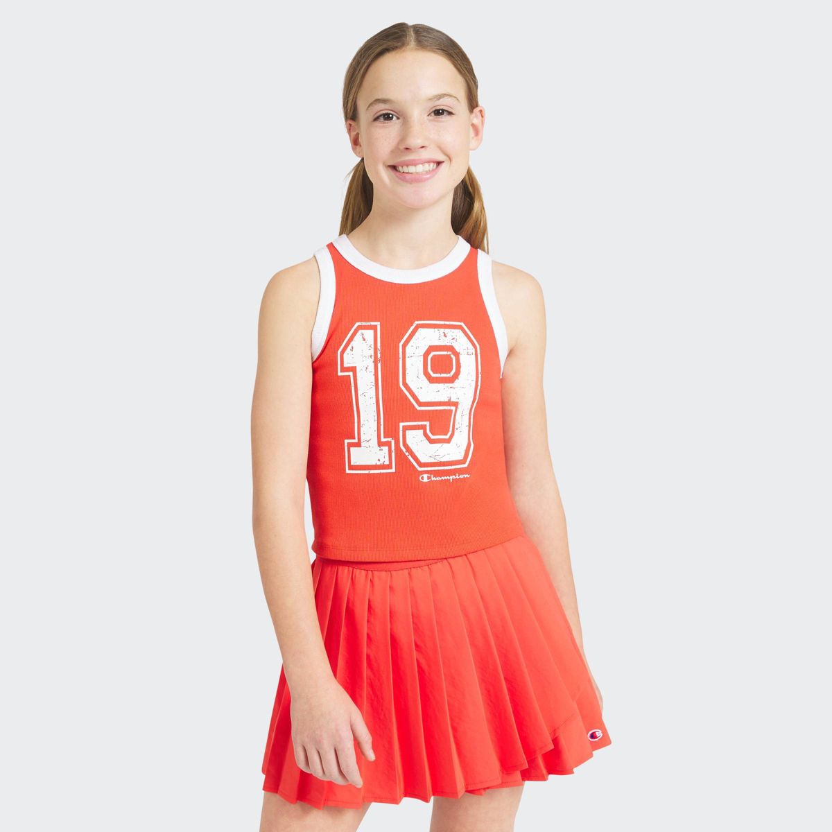 Champion Girls' Graphic High Neck Ribbed Tank Top - thumbnail 9