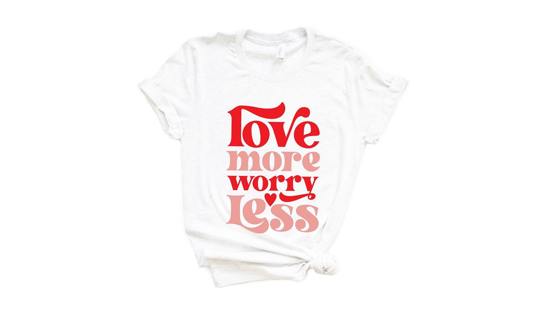 Simply Sage Market Women's Love More Worry Less Short Sleeve Graphic Tee - S - White