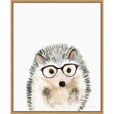 16" x 20" Hedgehog in Glasses by Mercedes Lopez Charro Framed Wall Canvas - Amanti Art