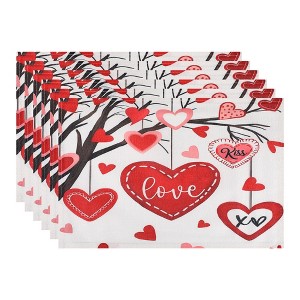 REGALWOVEN Red Pink Love Hearts Placemats Set of 6, Happy Valentine's Day Dining Table Place Mats Home Kitchen Decor - 1 of 4
