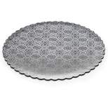 W PACKAGING WPSCC10 10" Silver Scalloped Edge Cake Circle, C-Flute, Corrugated with Coated Embossed Foil Paper