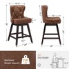 Arceso 26" Counter Height Swivel Bar Stools with Back, Faux Leather Upholstered Seat, Solid Wood Legs, Beige – Set for Kitchen Island or Home Bar - 2 of 4