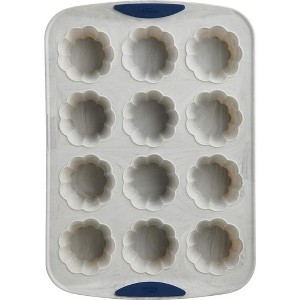 Trudeau 12 Cavity Silicone Flower Muffin Pans, Gray Marble, Set of 2 - 1 of 2