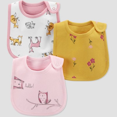 Baby Girls' 3pk Woodland Bib - Just One You® made by carter's Pink/Gold