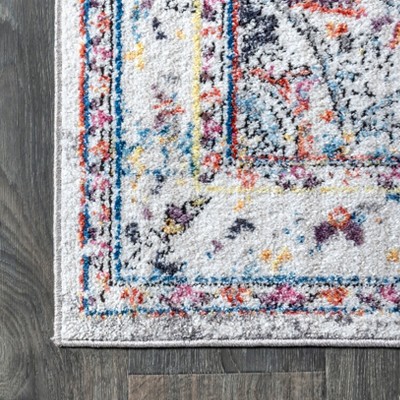 Gray Medallion Synthetic Reversible 4' x 6' Area Rug