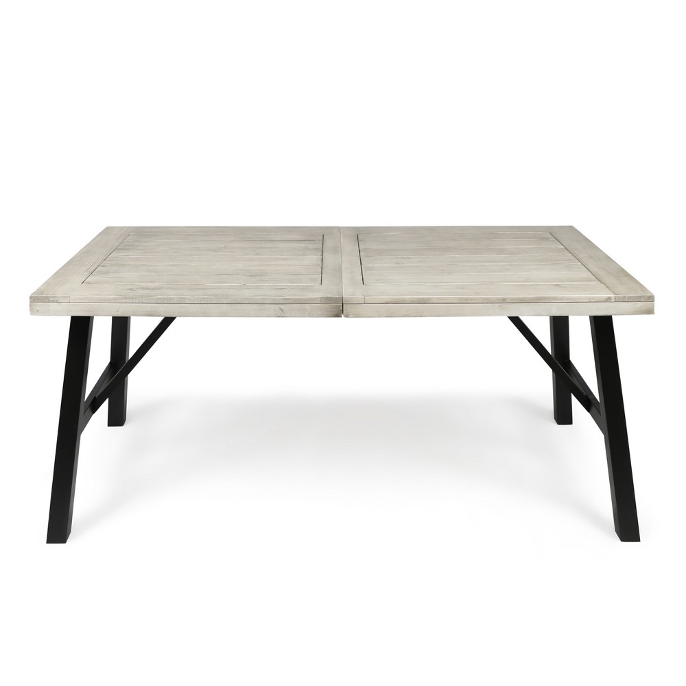 Photos - Garden Furniture Borocay Rectangle Acacia Dining Table - Light Gray - Christopher Knight Ho