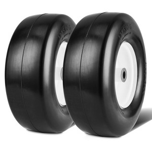VEVOR Lawn Mower Tires with Rim, 13x5-6" Tubeless Tractor Tires, 2-Pack Tire and Wheel Assembly, Flat-free PU Tires, 3.25"-5.9" Centered Hub, Black - 1 of 4