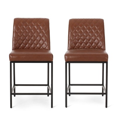 2pc Osgood Contemporary Diamond Stitch Counter Height Barstools - Christopher Knight Home