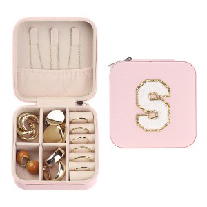 Unique Bargains Women Teen Girl Gifts Small Portable PU Leather Pink Jewelry Case Storage - 1 of 4