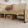 Platform Bed Frame, Rattan Bed Frame with Headboard, Led Lights, Under Bed Storage Baskets, Farmhouse Metal Bedframe with Wood Slats Support - 4 of 4