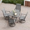 VisioGear Patio Dining Sets, Outdoor Square Dining Table for Graden, Patio Dining Table with Umbrella Hole, Black, 35"*35"*29" - 4 of 4