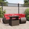 vidaXL Patio Sofa Set with Cushions and Table Outdoor 5 Piece Poly Rattan - Brown without storage - 2 of 4