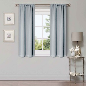 Classic Modern Solid Room Darkening Semi-Blackout Curtains, Rod Pocket, Set of 2 by Blue Nile Mills - 1 of 4