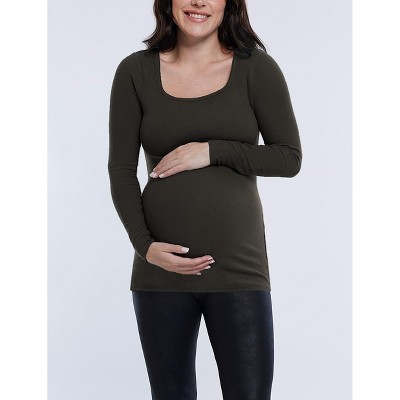 Women's Square Neck Rib Knit Long Sleeve Tee | Motherhood Maternity