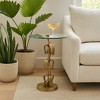 Boho Glam Glass & Aluminum Accent Table with Sculptural Banana Leaf Base Side Table for Living Room, Bedroom, or Office 22" Gold - 2 of 4