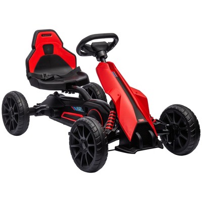 Aosom Kids Pedal Go Kart, Outdoor Ride on Toys w/ Adjustable Seat, Swing Axle, Handbrake, EVA Wheels, for Boys and Girls Aged 3-8 Years Old